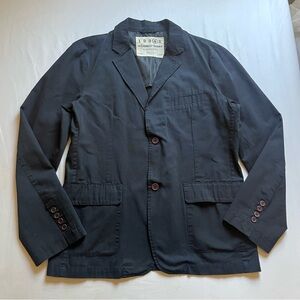 ERNEST SEWN navy blue men’s utility long sleeve button up jacket